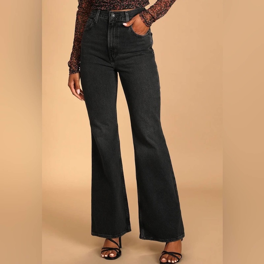Levi's Black High-Rise Wide-Leg Jeans - Picture 7 of 15